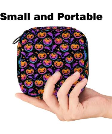 MUOOUM Menstrual Pad Zipper Bag - Stylish Halloween Pumpkin & Bat Design for Women & Girls - Perfect Tampon Collecting Bag - Buy Online on GoSupps.com