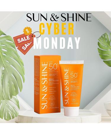 SUN & SHINE Mineral Sunscreen Lotion SPF50 1.7 Oz - Broad Spectrum UVA UVB Protection for Face & Neck - Zinc Oxide Sunburn Cream for Sensitive Skin - Buy Online on GoSupps.com