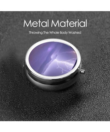 Lightning Storm Round Pill Box | 3-Compartment Portable Organizer for Travel & Purse - Buy Online on GoSupps.com