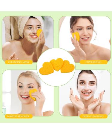 Nuenen 60 Pieces Facial Sponges with Container Heart Shape Compressed Face Sponge Natural Sponge Pads for Washing Face Cleansing Exfoliating Esthetician Makeup Removal (Yellow) - Buy Online on GoSupps.com