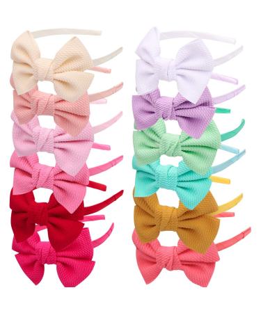 12pcs Girls Bows Headbands Hairbands Hair Accessories for Kids Children Teens Toddlers Woman 12pcs Fabric Bows Headbands