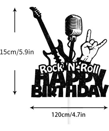 rock 'n' roll Cake Topper - 80s Themed Party Happy Birthday Cake Decor Rock and Roll Themed party supplies - Buy Online on GoSupps.com