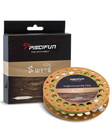 Piscifun Sword Fly Fishing Line with Welded Loop, Weight Forward Floating Fly Line, WF1 2 3 4 5 6 7 8 9 10wt, 90 100FT Moss Green WF-4F 90FT