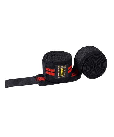 DALLX Cross Training Knee Wraps - Extra Long Compression Bandage for Gym, WODS, Weightlifting - Black Red (Pair) - Buy Online on GoSupps.com