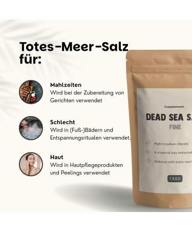  Cupplement Cupplement - Dead Sea Salt 1 KG - Superior Quality - Fine Salt - Buy Online on GoSupps.com