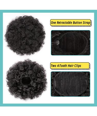 ISWEET Afro Puff Drawstring Ponytail - Short Synthetic Curly Bun Extension for Black Women - 8 Inch Natural Black 1B - Buy Online on GoSupps.com