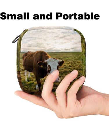 Premium Women s Storage Bag for Menstrual Cups & Makeup - Large Capacity Travel Organizer in Blue Sky Grass & Cow Print - Buy Online on GoSupps.com