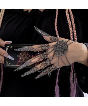 Finger Nail Tip Claw Bracelet - Halloween Adjustable Finger Nail Tip Claw Bracelet | 7 Inch Finger Claw Ring Bracelet | Multipurpose Finger Nail Tip Hand Chain for Cosplays Masquerade Weddings black - Buy Online on GoSupps.com