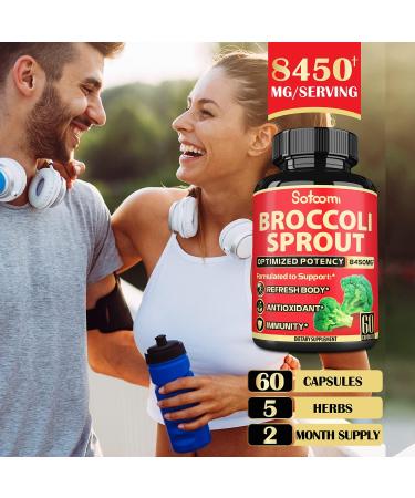 Broccoli Sprouts Extract Capsule with Turmeric, Oregano, Green Tea & Black Pepper Extract - 8450mg - 5 Herb Blend - 60 Vegan Capsules - Buy Online on GoSupps.com