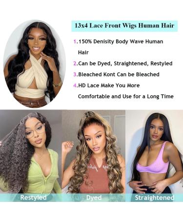 K KF BEAUTY U 26 Body Wave HD Transparent Lace Front Wig | Pre Plucked with Baby Hair | 150% Density | Natural Black - Buy Online on GoSupps.com