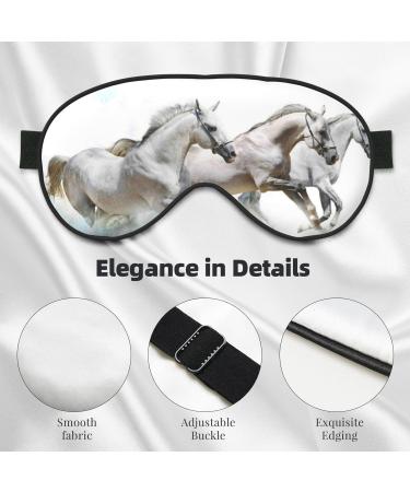 Running White Horses Print Sleep Eye Mask | Soft Travel Eyeshade with Elastic Strap for Ultimate Comfort - Buy Online on GoSupps.com