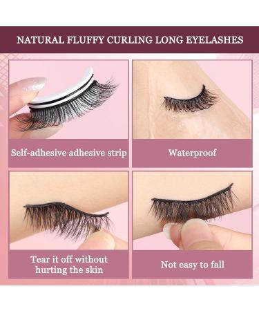 Reusable Self-Adhesive Eyelashes Natural Multiple Fake Eyelashes Natural Look Natural Fluffy Curling Long Eyelashes No Magnet No Glue Eyelashes Waterproof (W12-1 Paired) - Buy Online on GoSupps.com