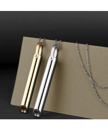 2PCS Breathing & Anxiety Necklace Set - Stop Vaping, Quit Smoking, Mindful Meditation - Silver & Gold - Buy Online on GoSupps.com