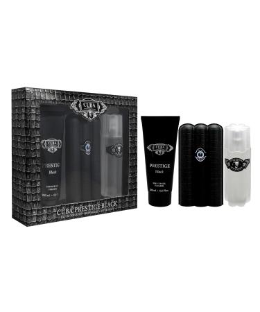 Cuba Prestige Black by Cuba for Men - 3 Pc Gift Set 3oz EDT Spray 6.6oz Shower Gel 3.3oz After Shave - Buy Online on GoSupps.com
