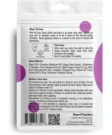 GLP-1 Patches with Berberine Ginger Root - Balance Support - L-Glutamine Chromium Vitamin B6 & B12 Citrus Bergamot and Black Pepper Extract - 30 Count - Buy Online on GoSupps.com