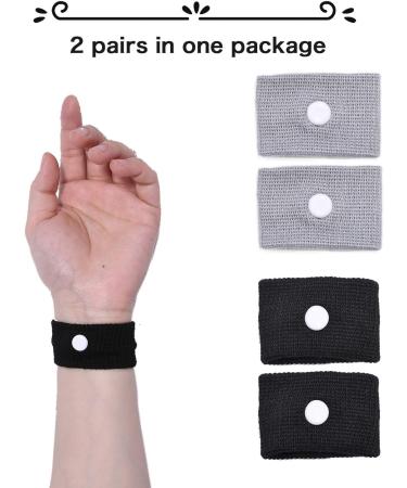 Lytjaer Nausea Relief Wristbands - Motion Sickness Pregnancy Adult Kids - Black/Gray (2 Pairs) - Buy Online on GoSupps.com