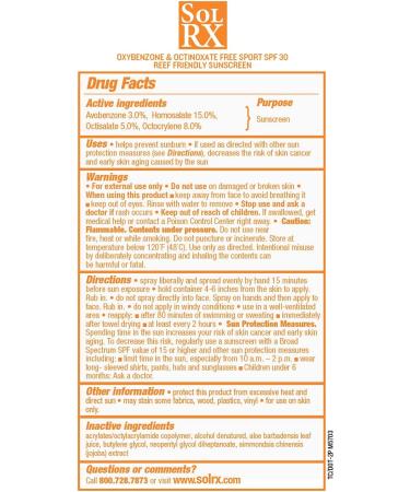 SolRX Sport Spray SPF 30 Sunscreen - Fragrance-Free, Reef Safe, Broad Spectrum for Face and Body - Buy Online on GoSupps.com