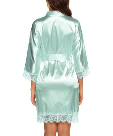 BESDEL Women's Satin Silk Bathrobe | Oblique V-Neck Kimono Robe | XXL Mint Green - Buy Online on GoSupps.com