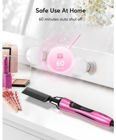 Terviiix Electric Hot Comb for Wigs & Afro Hair - Anti-Scald Pressing Comb with Keratin & Argan Oil - Adjustable Temperature - Auto Shut Off - Pink - Buy Online on GoSupps.com