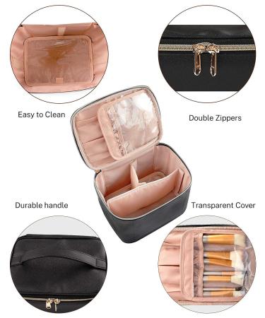 OCHEAL Travel Makeup Bag Organizer for Women - Black Toiletry Bag with Large Capacity for Skincare and Cosmetics - Buy Online on GoSupps.com