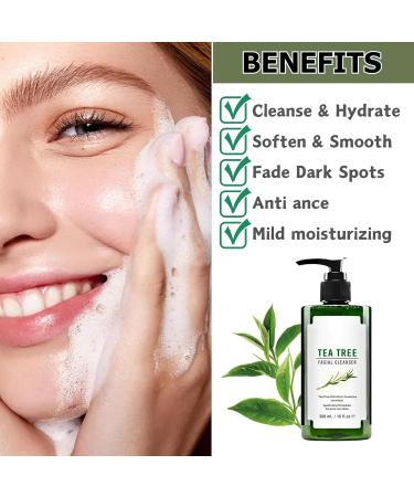 300ml Tea Tree Face Wash Large-capacity Facewash With Tea Tree Oil Tea Tree Acne Face Wash Exfoliating Face Wash Foaming Cleanser For Acne Prone & Oily Skin Face Wash - Soothe Facial Skin Care - Buy Online on GoSupps.com