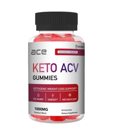 GREENVIFY Ace Keto ACV Gummies - Shark Keto Approved Flat Tummy & Belly Fat Solution with Oprah Keto 1 Extra Strength Formula for Optimal Weight Loss & Detox Support (60 Gummies)
