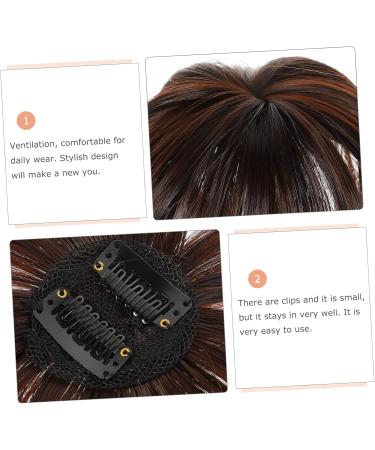 DOITOOL Piece Wig Hair Volume Cover Bangs Hair Extensions Brown Hair Topper Flat Bangs Clip on Brown Hair Bangs Clip on Fake Bangs Clip Chemical Fiber No Trace Middle Aged Tassel - Buy Online on GoSupps.com