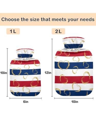 Shop Naanle Red & Blue Tripes Heart Hot Water Bottle - 1L for Heat & Cold Therapy Pain Relief for Hands & Feet - Buy Online on GoSupps.com