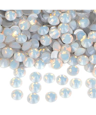 1440PCS Art Nail Rhinestones non Hotfix Glue Fix Round Crystals Glass Flatback for DIY Jewelry Making with one Picking Pen (ss16 1440pcs, White Opal) ss16 1440pcs White Opal