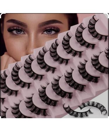lashes false eyelashes 10 pairs 20mm cat eye faux mink lashes fluffy wispy D curl volume Dh06-05 Black