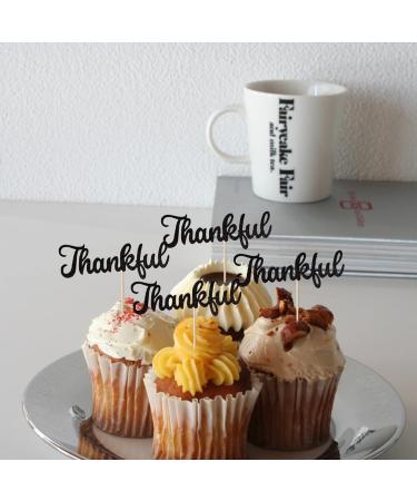 24 Pack Thankful Cupcake Toppers Glitter Thank You Cupcake Picks Thanksgiving Day Cupcake Decorations Wedding Anniversary Birthday Party Cake Decorations Black 6-black - Buy Online on GoSupps.com