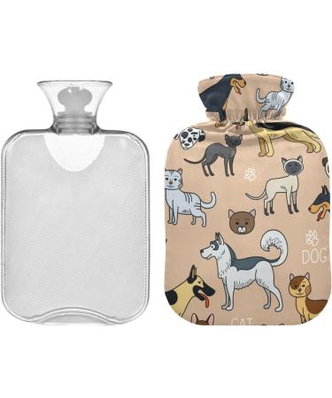 Hot Water Bottles with Cat & Dog Covers - 2L Heating Bags for Pain Relief & Hand Warmth - Buy Online on GoSupps.com