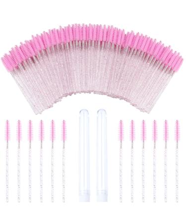 300pcs Disposable Mascara Wands SenRocc Eyelash Brush Spoolies for Eyelash Extensions Eyebrow and Makeup Crystal Applicators Beauty Kits Eyebrow Brush(Pink) Crystal-pink-300