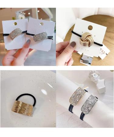 Harley Rhinestone Ponytail Holders - 4pcs Gold Hair Cuffs for Women's Ponytail Headbands - Buy Online on GoSupps.com