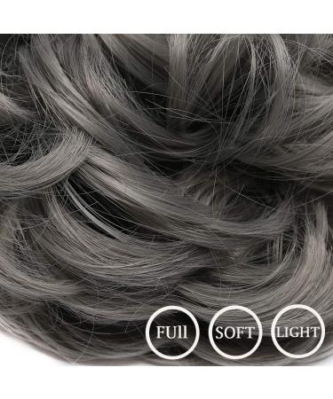 Hair Bun Scrunchy Scrunchie Hair Extensions Chignon Hair Donut Hairpieces Curly Wavy Ponytail Hair Ribbon - Dark Grey(40g) 40 g Dark Grey - Buy Online on GoSupps.com