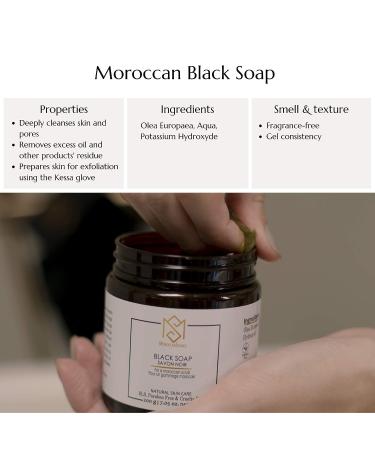 Moroccan Black Soap and Exfoliating Glove Kit for Body Scrub | Dead Skin Remover & Deep Pore Cleanser | Olive Based Soap & Kessa Mitt | Includes Toiletry Bag | Moroccan Sou - Buy Online on GoSupps.com
