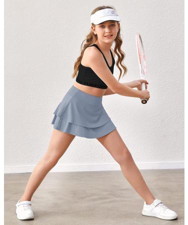 Aurgelmir Girls Pleated Tennis Skirt with Pockets | High Waisted Athletic Golf Skorts for Kids | Blue 13-14 Years - Buy Online on GoSupps.com