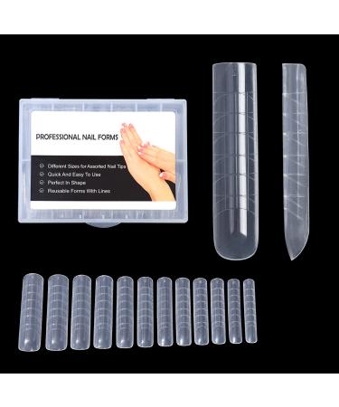 BNG 120 pieces of nail shapes set dual shapes tips ballerina professional nail extension flat square nail shapes for polymer gel fast structure complete coverage double shape set form l