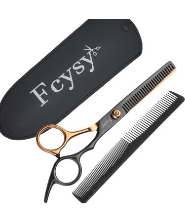 FCYSY Professional Hairdressing Thinning Scissors Kit - Gold Thinning Shears Set for Hair Layering, Texturizing, and Blending - Barber Haircut Scissors with Comb - Buy Online on GoSupps.com