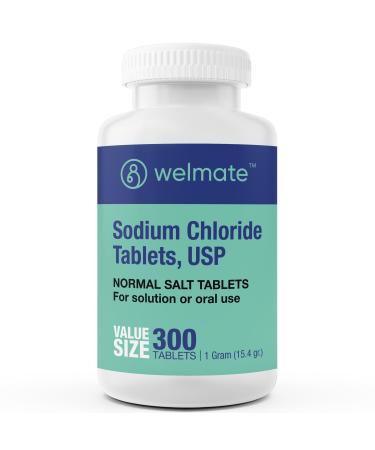 WELMATE - Sodium Chloride (Salt) Tablets - 1000 mg per Tablet - Maintains Hydration & Electrolyte Balance - 300 Count - 15.4 g Total Salt Content - Tablet Form