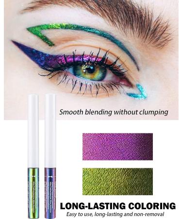 Chameleon Glitter Eyeliner Liquid - Green Metallic High-Pigmented Multi-Reflective Finish - Smudge-proof Longwear Eye Liner & Shadow Pen - Ultra-Fine Tip - Women's Makeup Gift-02 - Buy Online on GoSupps.com