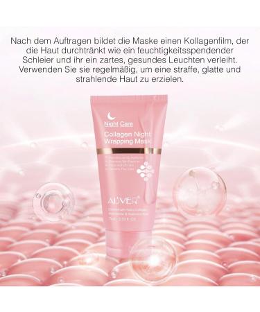  P-Beauty Cosmetic Accessories P-BEAUTY Collagen Night Mask Night Mask Night Mask with Brush 75ml Night Mask with Lift and Wrinkle Reduction Face Mask Collagen Peel Off with Hyaluronic Acid - Buy Online on GoSupps.com