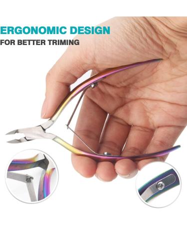 Professional Stainless Steel Cuticle Cutter with Pusher - RONAVO Cuticle Trimmer Set for Fingernails and Toenails - Buy Online on GoSupps.com