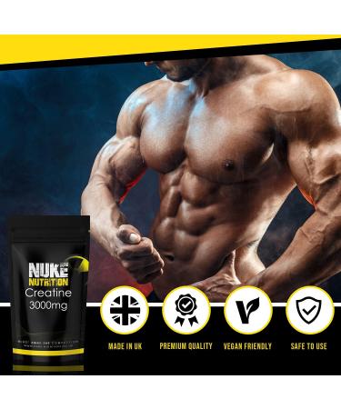 Nuke Nutrition Creatine Tablets 3000mg - 365 Count - Pure Creatine Monohydrate Supplement for Muscle Mass & Strength - Pre Workout for Men & Women - Energy & Performance Booster - Buy Online on GoSupps.com