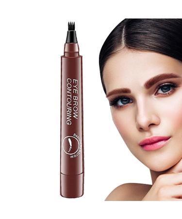 Four-Headed Eyebrow Pencil - Waterproof Eyebrow Marker | Microblade Eyebrow for Natural-Looking Eyebrow Makeup Waterproof Eyebrow Contouring Xiaguang Red Brown