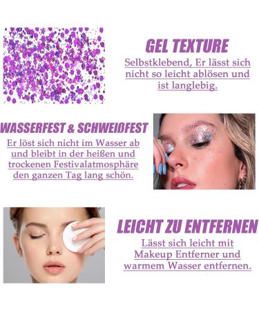  EONFAVE Festival Face Glitter Purple Glitter Gel Face Hair Body Lotion Purple Eye Shadow Liquid Glitter Glitter for Party Masquerade - Buy Online on GoSupps.com