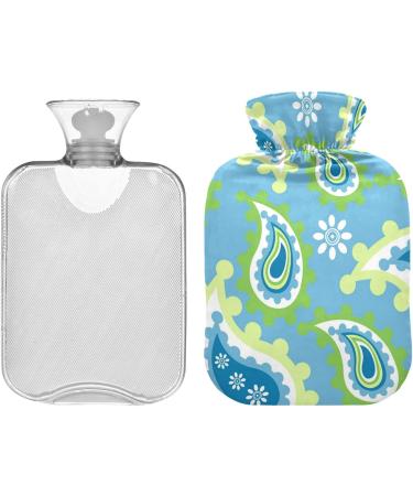 Naanle Blue Paisley Flowers Heat Bottle - 2L Large Transparent Hot Water Bottle for Heat & Cold Therapy - Pain Relief for Bed Hands & Feet - Buy Online on GoSupps.com