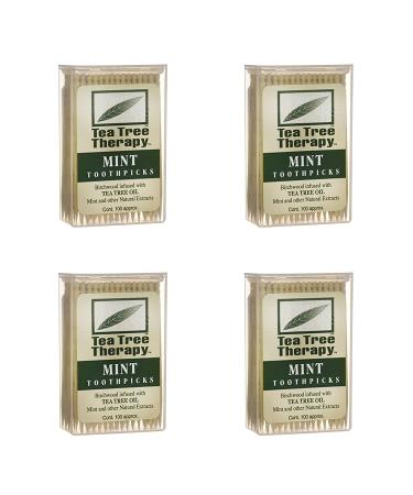 Tea Tree Therapy - Tea Tree & Menthol Toothpicks (100 Count) (4-Pack)