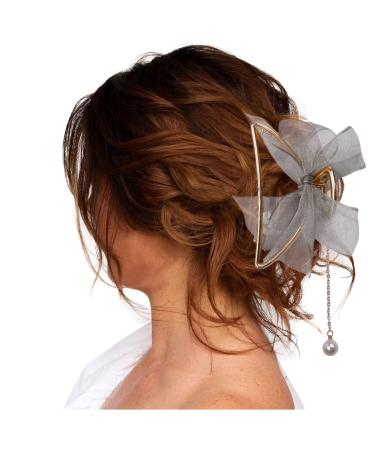 Butterfly hair clips with loop band and pearl pendant tassel for women girls bride large elegant metal hair clip 1 piece B03-butterfly