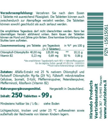 Nutri Store Chlorophyll 40 mg Vegan Tablets - 250 Pieces for Fresh Breath & Body Odor - International Shipping Available - Buy Online on GoSupps.com